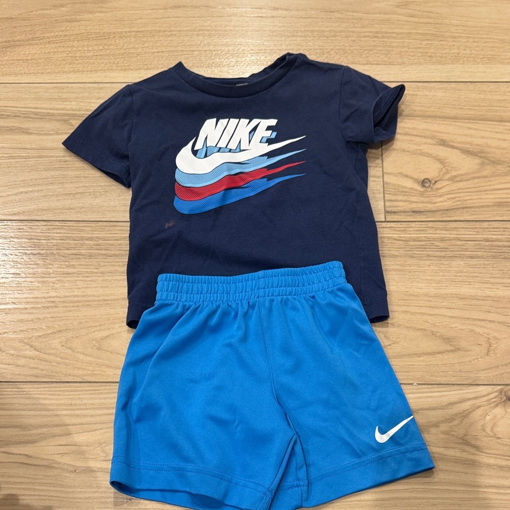 Nike Dark Blue Tee and Bright Blue Shorts Set